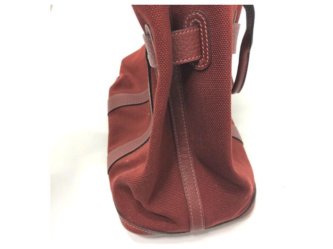 Borsa Tote Petite Santu di Hermès Bordò - vista 7