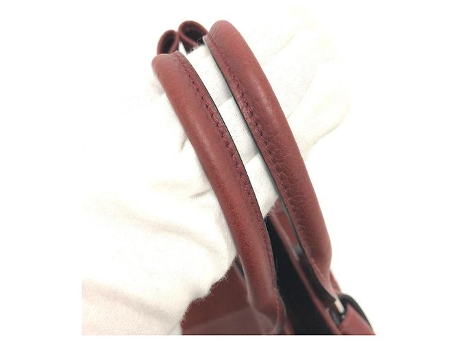 Borsa Tote Petite Santu di Hermès Bordò - vista 9