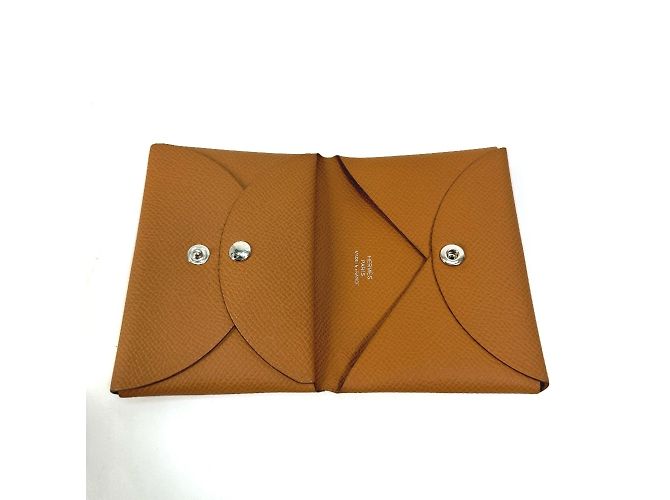 Billetera Duo Calvi de Hermès Castaño - vista 7