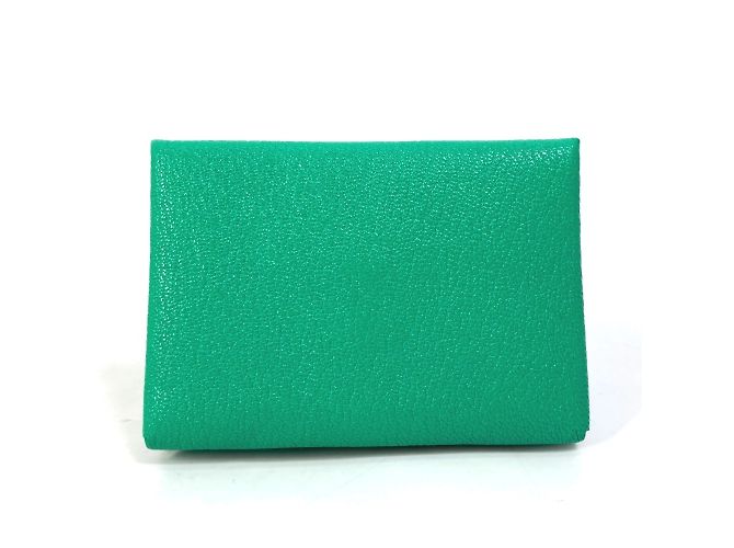 Porte-cartes bi-matière Calvi Duo d'Hermès Rose Multicolore Vert - vue 2