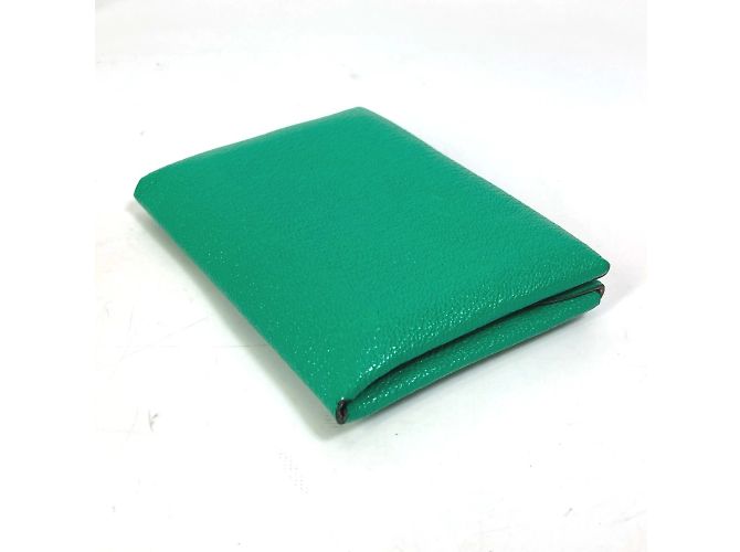 Porte-cartes bi-matière Calvi Duo d'Hermès Rose Multicolore Vert - vue 4