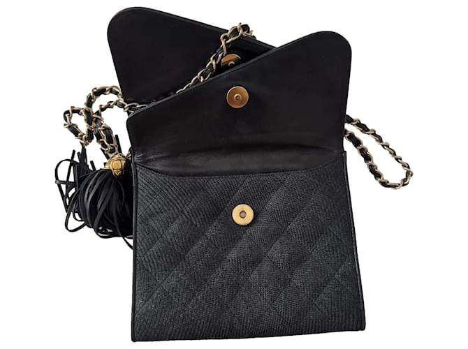 Chanel Borsa a tracolla Double Flap Nero Gold hardware - vista 11