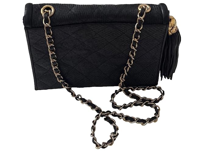 Chanel Borsa a tracolla Double Flap Nero Gold hardware - vista 5