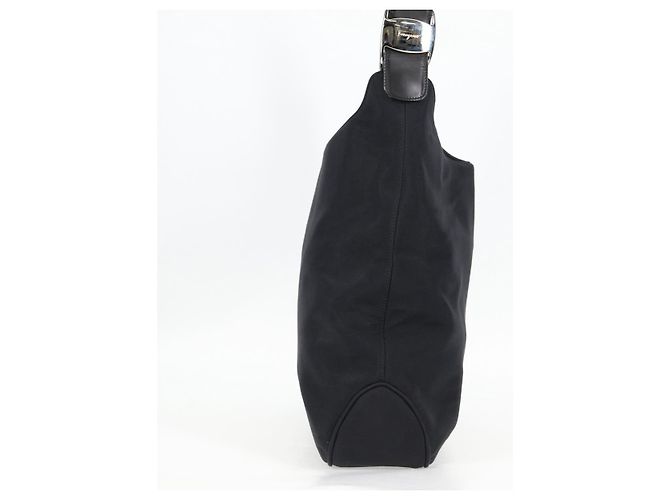 Borsa a Spalla Vala in Nylon Nero e Argento di Salvatore Ferragamo Auth bs27290 - vista 4