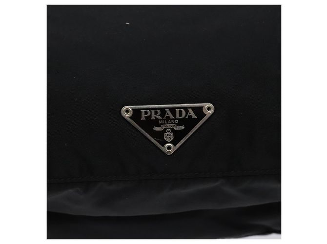 PRADA Schultertasche Nylon Schwarz Silber Authentisch bs28236 - Ansicht 14
