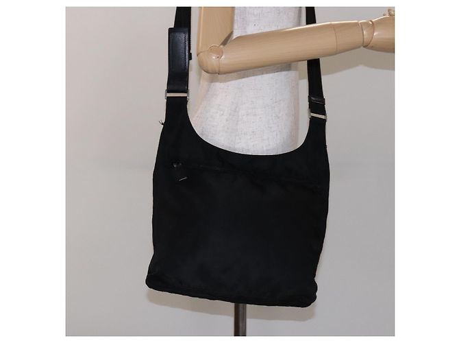 PRADA Schultertasche Nylon Schwarz Silber Authentisch bs28236 - Ansicht 25