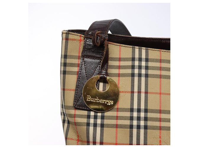 Autre Marque Borsa Tote Burberrys Nova Check in tela beige oro Auth ep9927 D'oro - vista 15