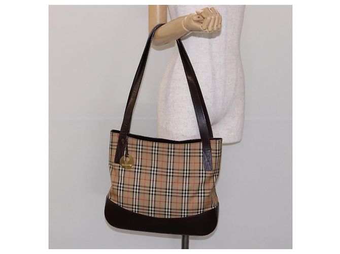 Autre Marque Borsa Tote Burberrys Nova Check in tela beige oro Auth ep9927 D'oro - vista 21