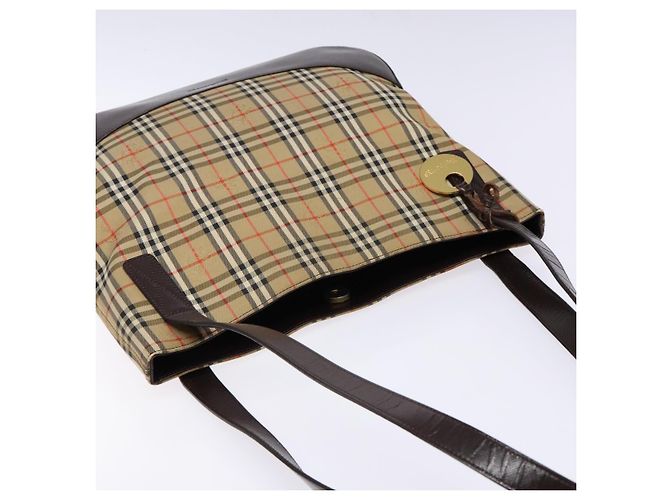 Autre Marque Borsa Tote Burberrys Nova Check in tela beige oro Auth ep9927 D'oro - vista 6