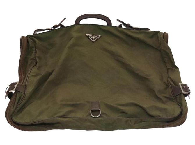 PRADA Funda para prendas de nylon caqui plata Auth bs28233 - vista 2