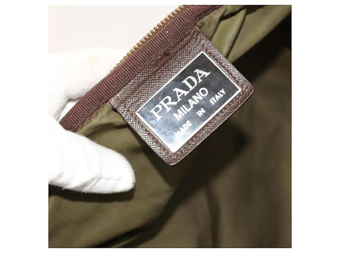 PRADA Funda para prendas de nylon caqui plata Auth bs28233 - vista 25
