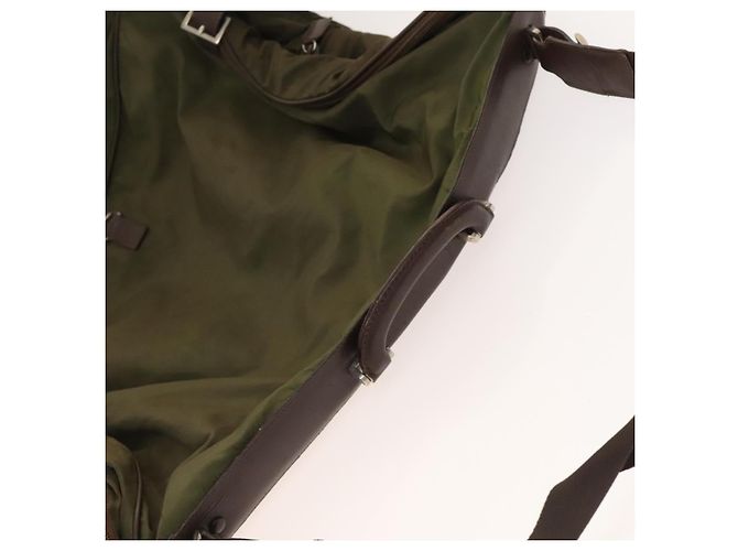 PRADA Funda para prendas de nylon caqui plata Auth bs28233 - vista 6