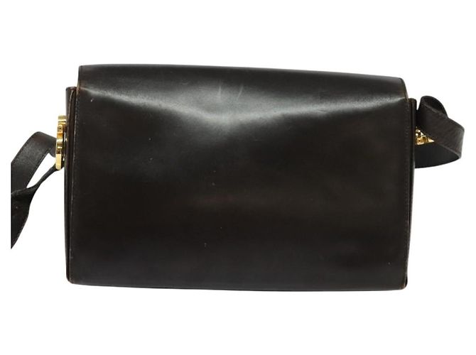 Borsa a Spalla Gancini in Pelle Marrone Oro Auth 133270 di Salvatore Ferragamo - vista 15