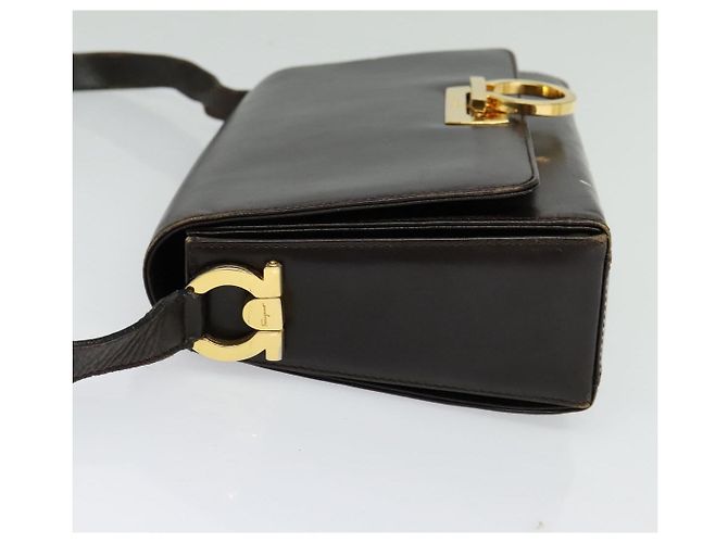 Borsa a Spalla Gancini in Pelle Marrone Oro Auth 133270 di Salvatore Ferragamo - vista 16
