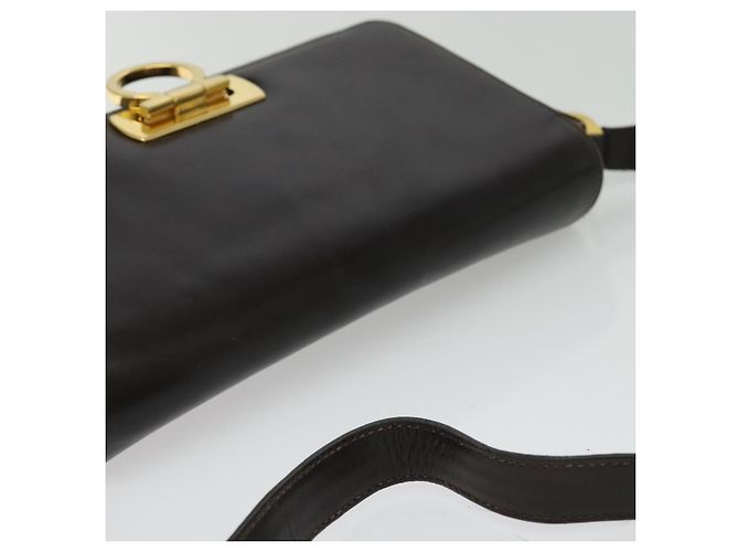 Borsa a Spalla Gancini in Pelle Marrone Oro Auth 133270 di Salvatore Ferragamo - vista 18