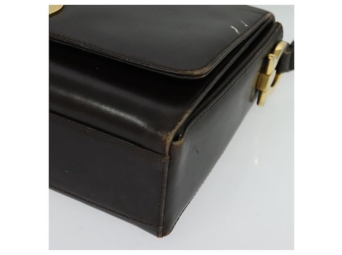 Borsa a Spalla Gancini in Pelle Marrone Oro Auth 133270 di Salvatore Ferragamo - vista 3