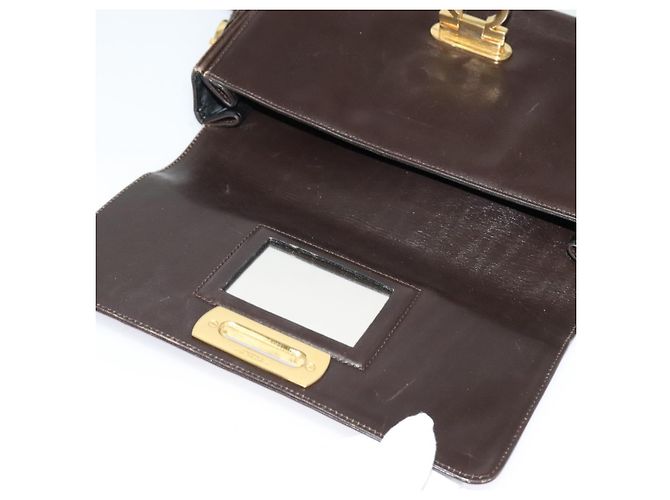 Borsa a Spalla Gancini in Pelle Marrone Oro Auth 133270 di Salvatore Ferragamo - vista 7
