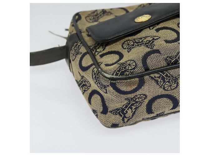 Céline Borsa a Spalla Celine C Sulky in Tela Blu Marina e Oro Auth 133571 D'oro Blu navy - vista 10