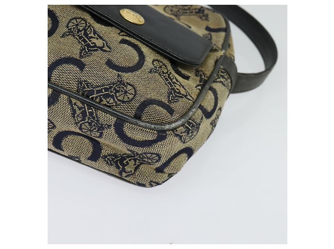Céline Borsa a Spalla Celine C Sulky in Tela Blu Marina e Oro Auth 133571 D'oro Blu navy - vista 11