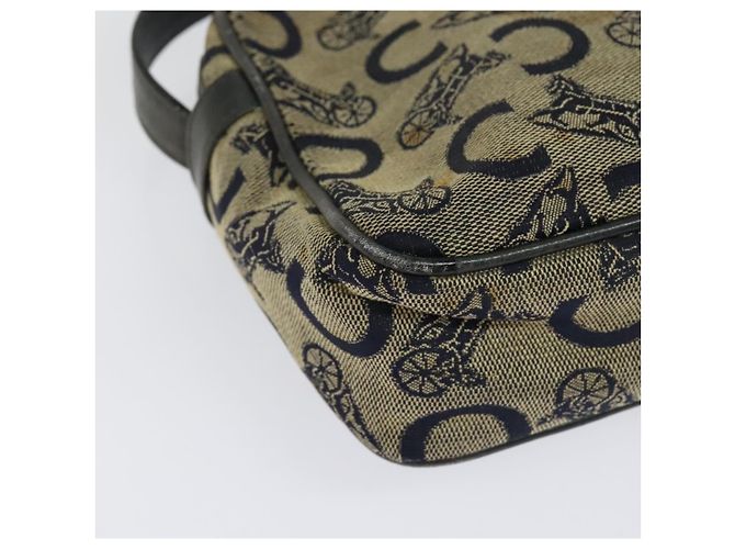 Céline Borsa a Spalla Celine C Sulky in Tela Blu Marina e Oro Auth 133571 D'oro Blu navy - vista 12