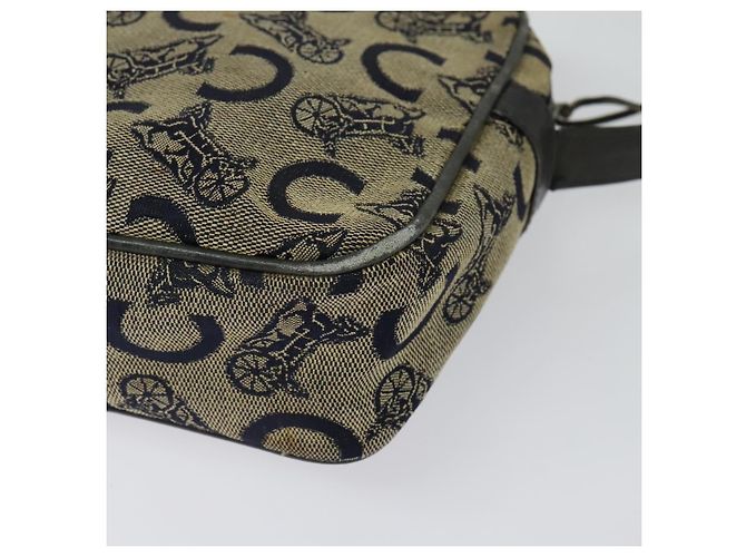 Céline Borsa a Spalla Celine C Sulky in Tela Blu Marina e Oro Auth 133571 D'oro Blu navy - vista 13