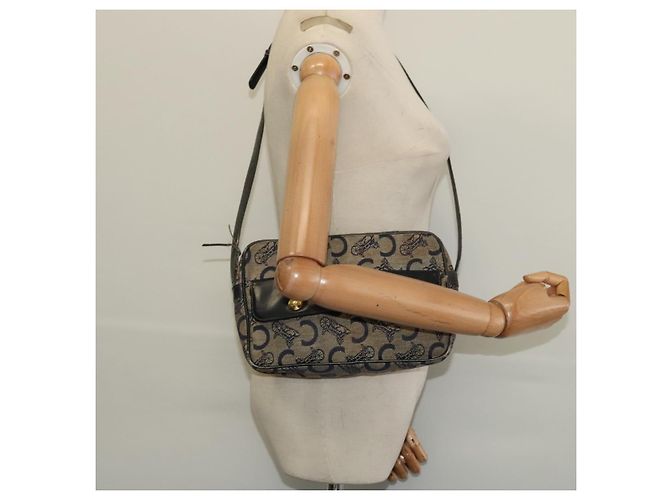 Céline Borsa a Spalla Celine C Sulky in Tela Blu Marina e Oro Auth 133571 D'oro Blu navy - vista 20