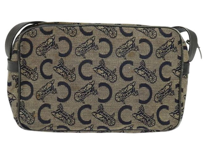 Céline Borsa a Spalla Celine C Sulky in Tela Blu Marina e Oro Auth 133571 D'oro Blu navy - vista 3