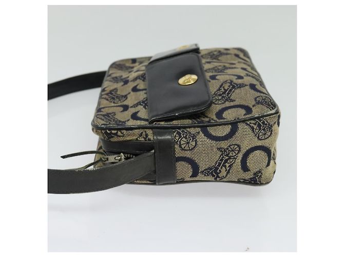 Céline Borsa a Spalla Celine C Sulky in Tela Blu Marina e Oro Auth 133571 D'oro Blu navy - vista 4