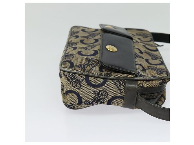 Céline Borsa a Spalla Celine C Sulky in Tela Blu Marina e Oro Auth 133571 D'oro Blu navy - vista 5