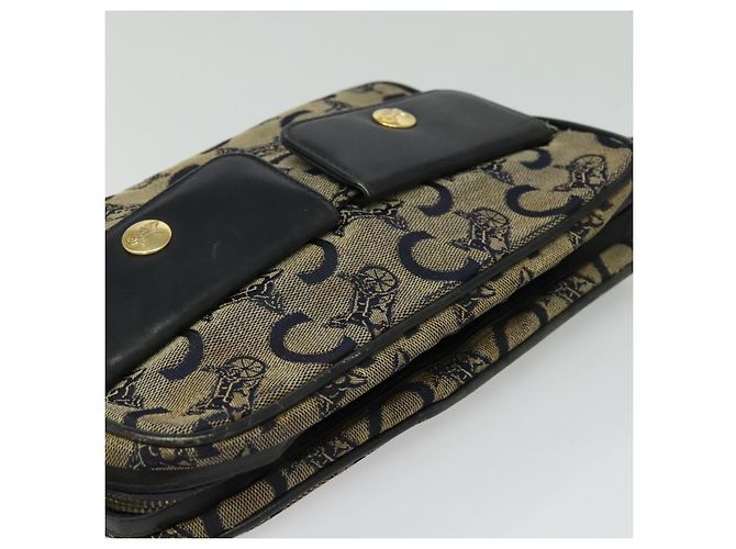 Céline Borsa a Spalla Celine C Sulky in Tela Blu Marina e Oro Auth 133571 D'oro Blu navy - vista 6
