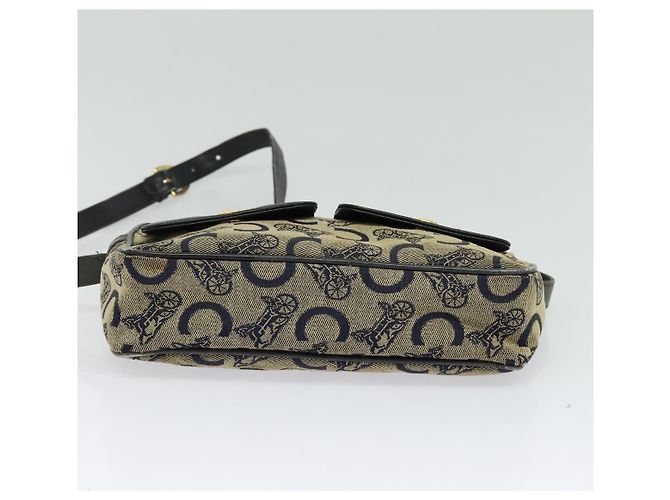 Céline Borsa a Spalla Celine C Sulky in Tela Blu Marina e Oro Auth 133571 D'oro Blu navy - vista 9