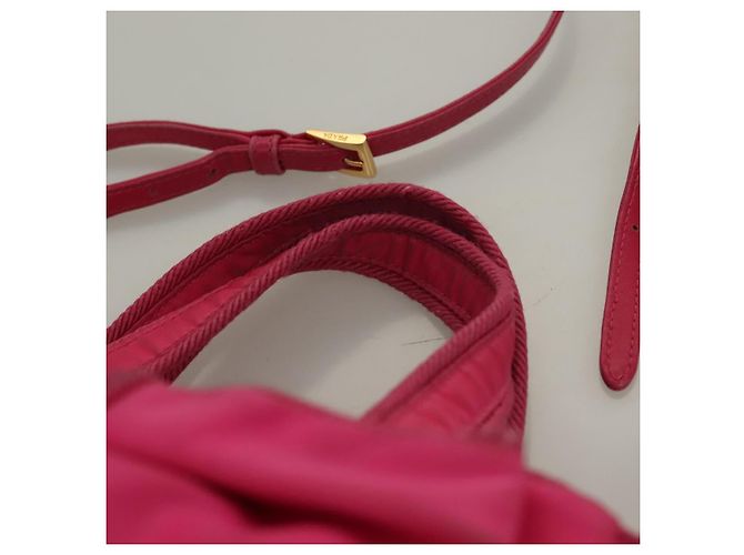 PRADA Borsa a Mano Nylon 2 vie Rosa Oro Auth 135626 D'oro - vista 14