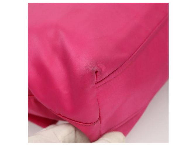 PRADA Borsa a Mano Nylon 2 vie Rosa Oro Auth 135626 D'oro - vista 17