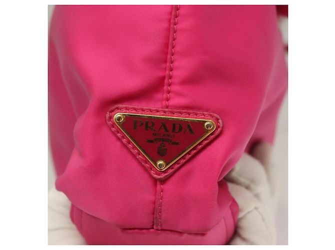 PRADA Borsa a Mano Nylon 2 vie Rosa Oro Auth 135626 D'oro - vista 19