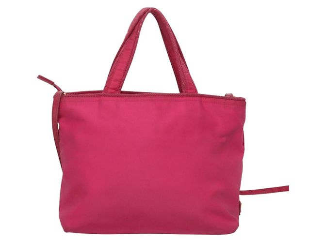 PRADA Borsa a Mano Nylon 2 vie Rosa Oro Auth 135626 D'oro - vista 2