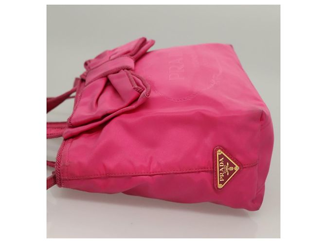 PRADA Borsa a Mano Nylon 2 vie Rosa Oro Auth 135626 D'oro - vista 4