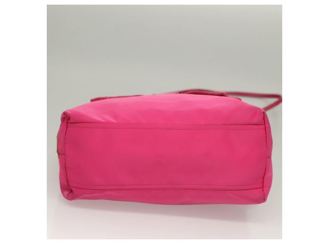PRADA Borsa a Mano Nylon 2 vie Rosa Oro Auth 135626 D'oro - vista 5
