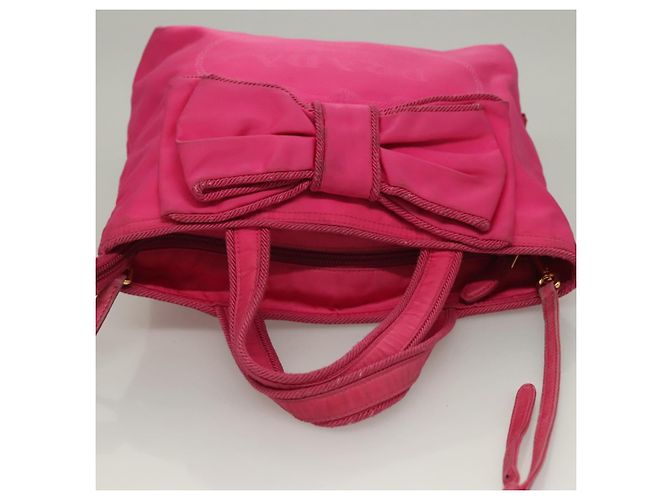 PRADA Borsa a Mano Nylon 2 vie Rosa Oro Auth 135626 D'oro - vista 6