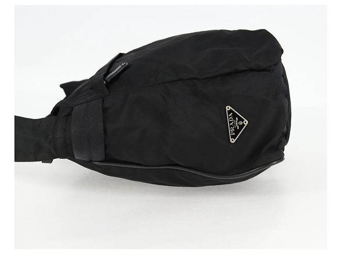Borsa a Spalla PRADA in Nylon Nero Argento Autentica bs27299 - vista 4