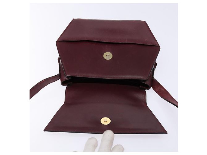 Céline Borsa a Spalla in Pelle Bordeaux Oro Auth sw1315 D'oro Bordò - vista 15