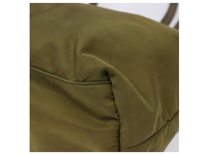 Borsa Tote PRADA in nylon khaki oro Auth 133051 D'oro Cachi - vista 10