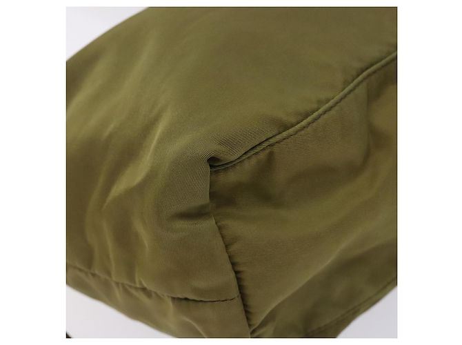 Borsa Tote PRADA in nylon khaki oro Auth 133051 D'oro Cachi - vista 11