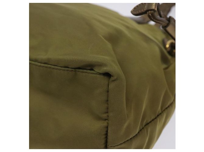 Borsa Tote PRADA in nylon khaki oro Auth 133051 D'oro Cachi - vista 12