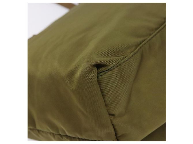 Borsa Tote PRADA in nylon khaki oro Auth 133051 D'oro Cachi - vista 13