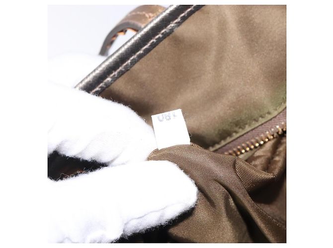 Borsa Tote PRADA in nylon khaki oro Auth 133051 D'oro Cachi - vista 21