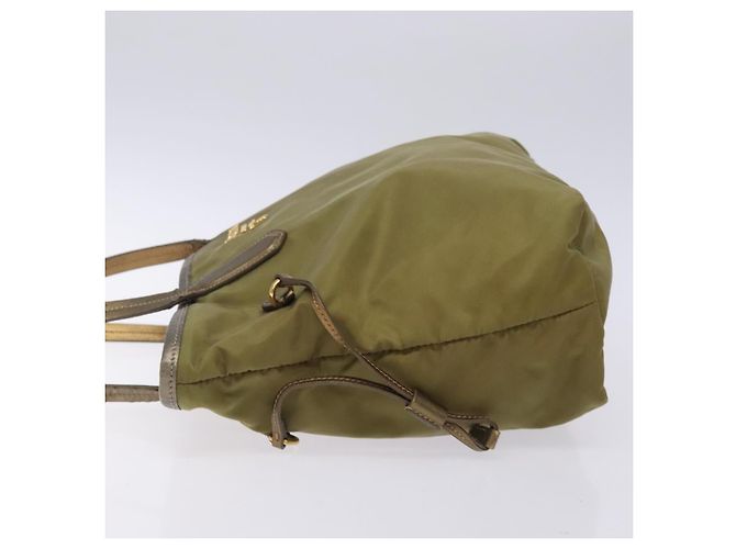 Borsa Tote PRADA in nylon khaki oro Auth 133051 D'oro Cachi - vista 5