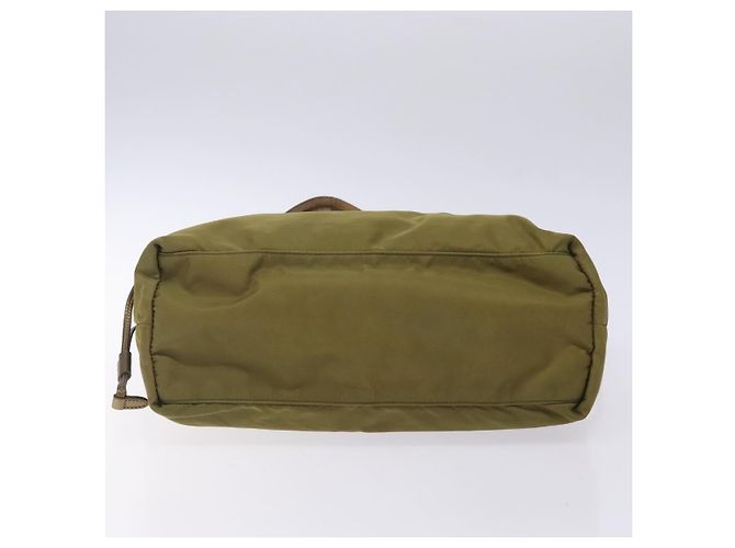 Borsa Tote PRADA in nylon khaki oro Auth 133051 D'oro Cachi - vista 9