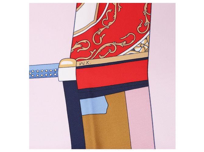 Foulard Hermès Carré 90 "LA BERLINE BAYADERE" 100% Seta in Rosa - vista 10
