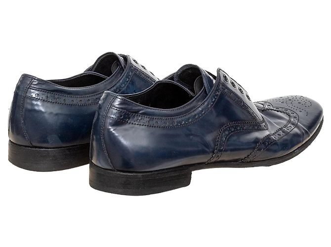 Scarpe in pelle blu brogue Prada - vista 2