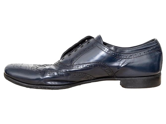 Scarpe in pelle blu brogue Prada - vista 6